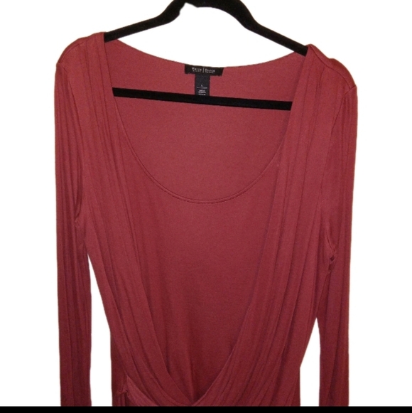 White House Black Market Rust Twisted Faux Wrap Tunic Large - Picture 8 of 8